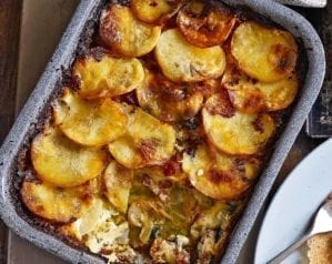 Stilton and bacon gratin – video