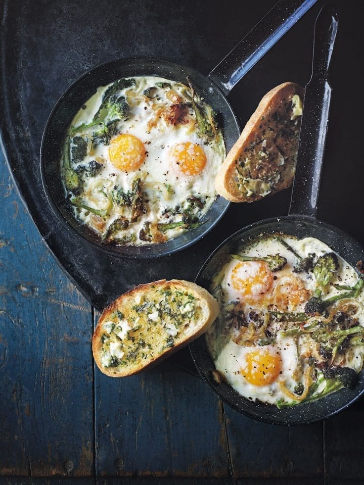 Baked broccoli and parmesan eggs – video