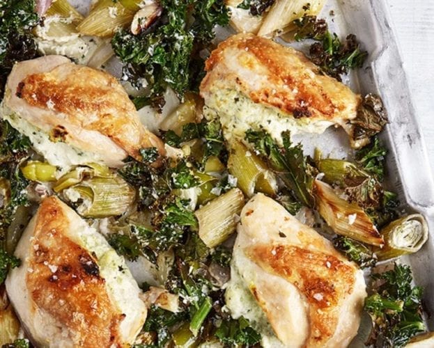 Roast lemony tarragon chicken with juicy new potatoes