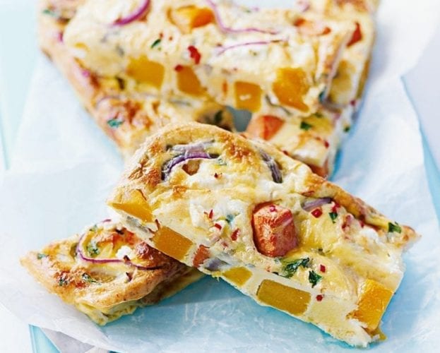 Quick squash and goat’s cheese baked frittata