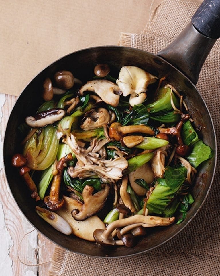 Oriental mushroom and pak choi stir-fry recipe | delicious ...