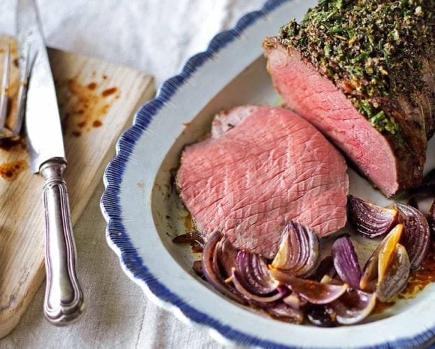 Peppered steak and charred radish salad