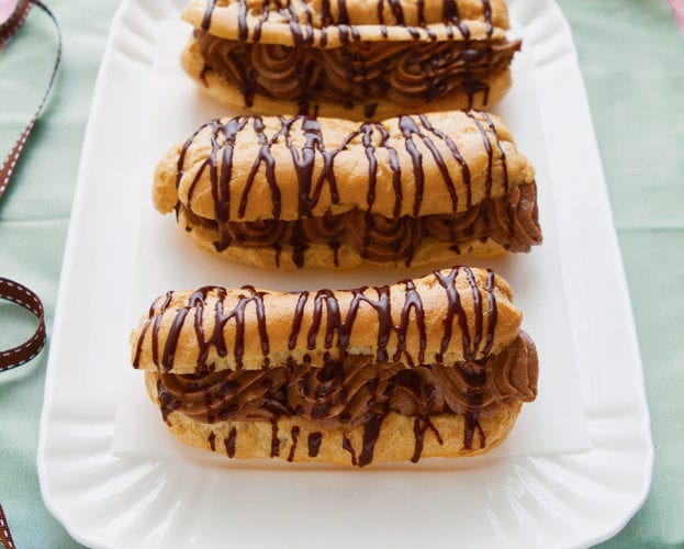 Chocolate and chestnut éclairs