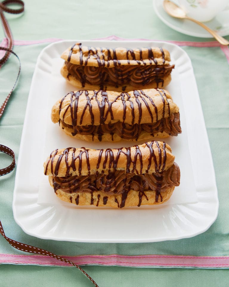 Chocolate and chestnut éclairs