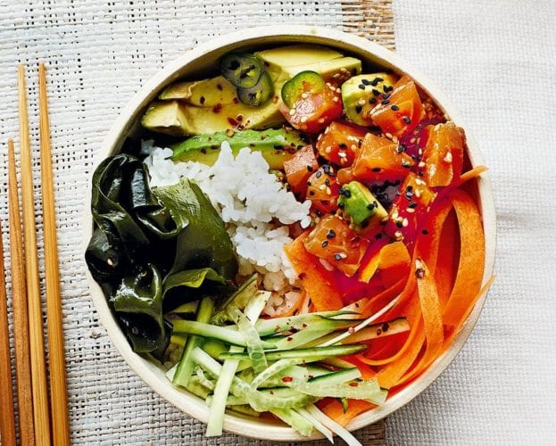 Image of salmon poke bowl