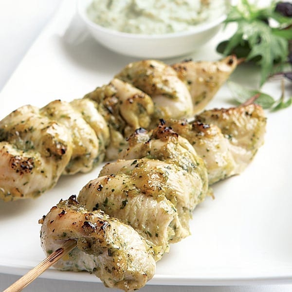 Twice-spiced coriander chicken skewers