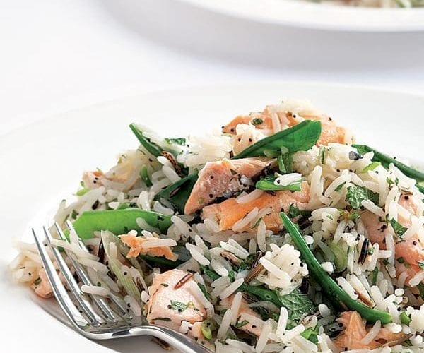 Wasabi-dressed salmon and basmati salad