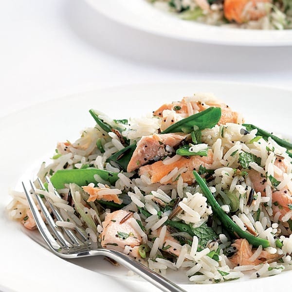 Wasabi-dressed salmon and basmati salad