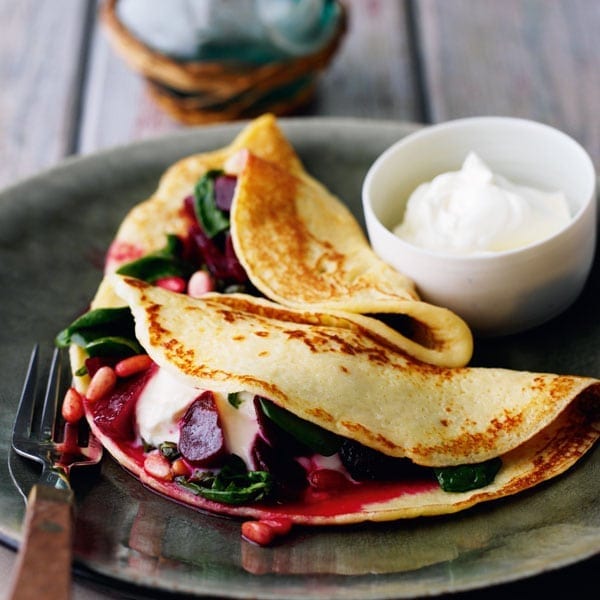 Potato pancakes with spiced beetroot recipe | delicious. magazine