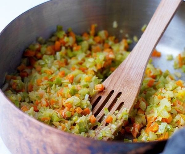 Soffrito in a pan