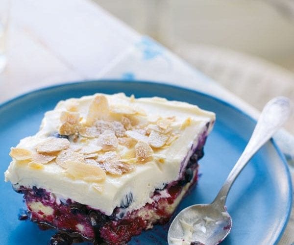 Blueberry sponge slice