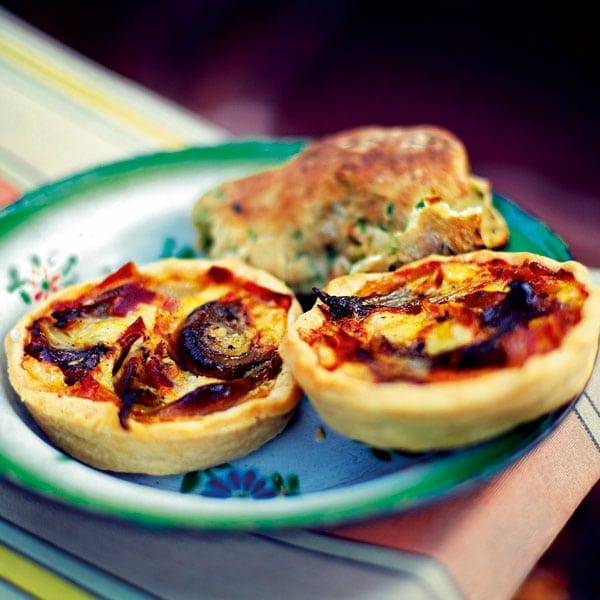 Bacon and shallot tarts