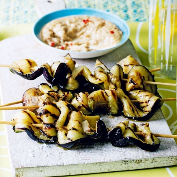 Aubergine satay skewers