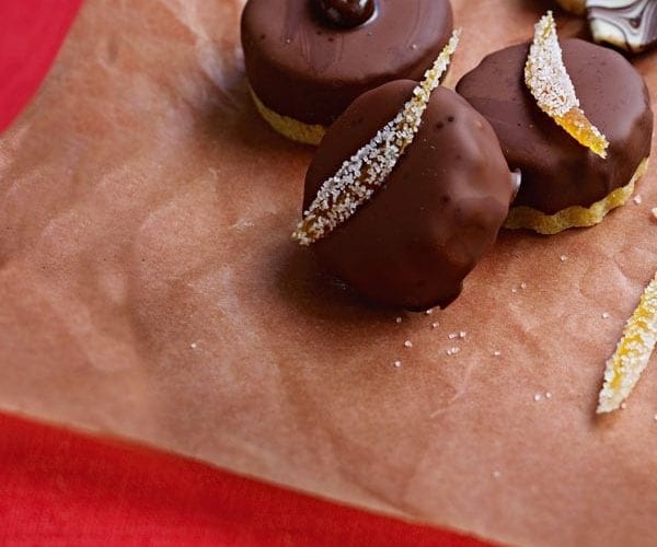 Dark chocolate bark with sea salt, rosemary, pistachios and candied citrus