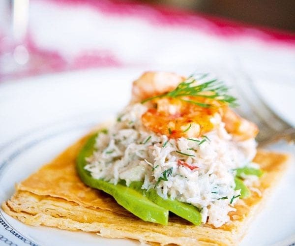 Crab and avocado tortillas