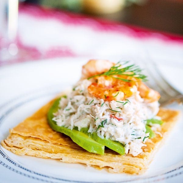 Crab and avocado tart