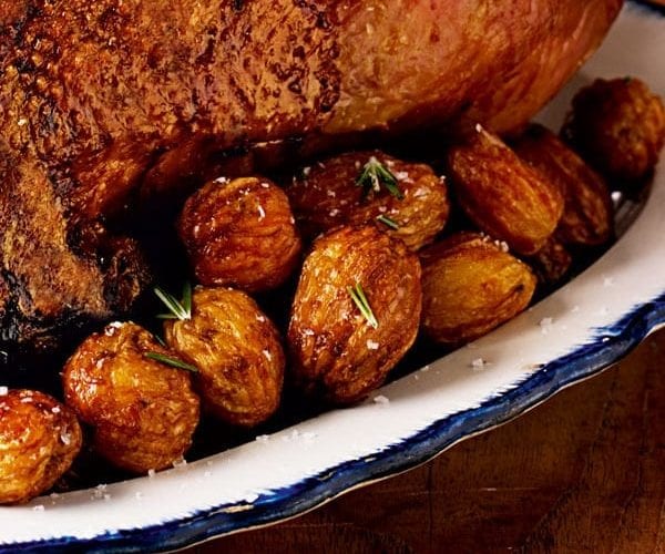 Hasselback potatoes with goose fat