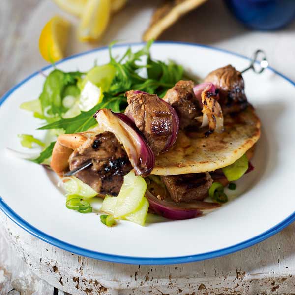 Lemon cumin lamb kebabs