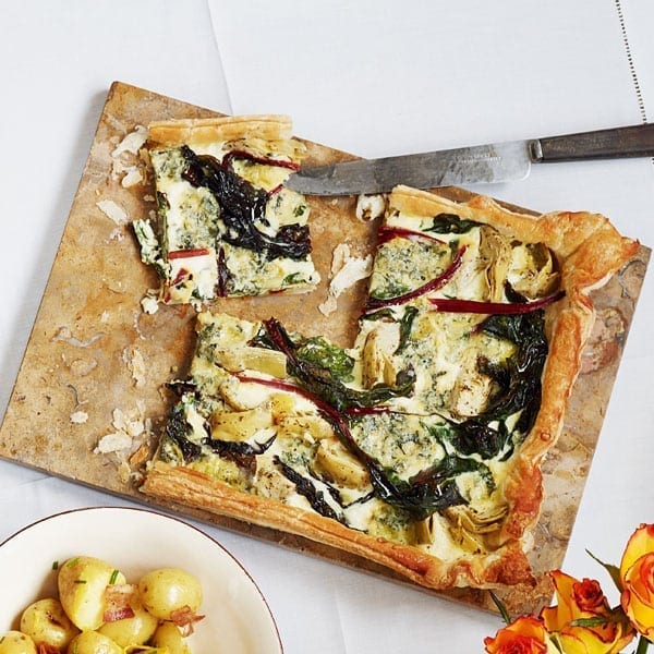 Chard, artichoke and blue cheese tart