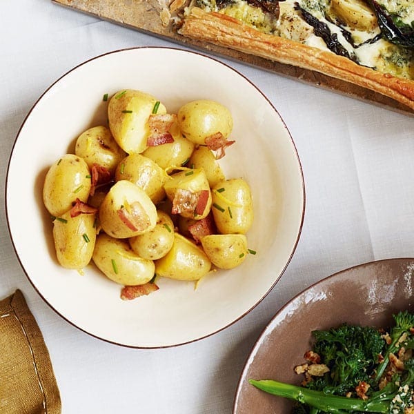 Warm lemon and chive potato salad