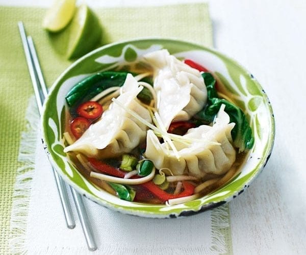 Cheat's spiced miso and dumpling soup