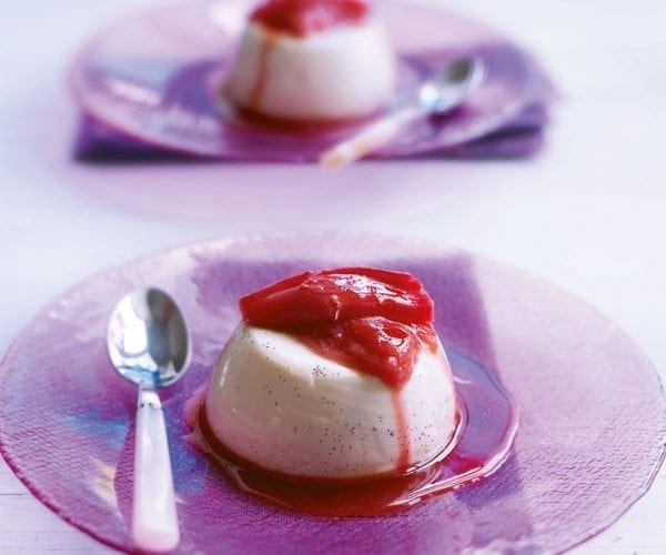 Honey pannacotta with rhubarb