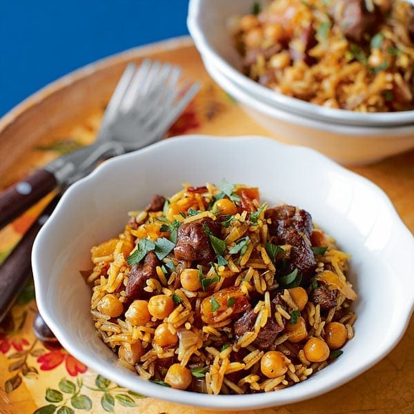 Lamb and chickpea pilaf