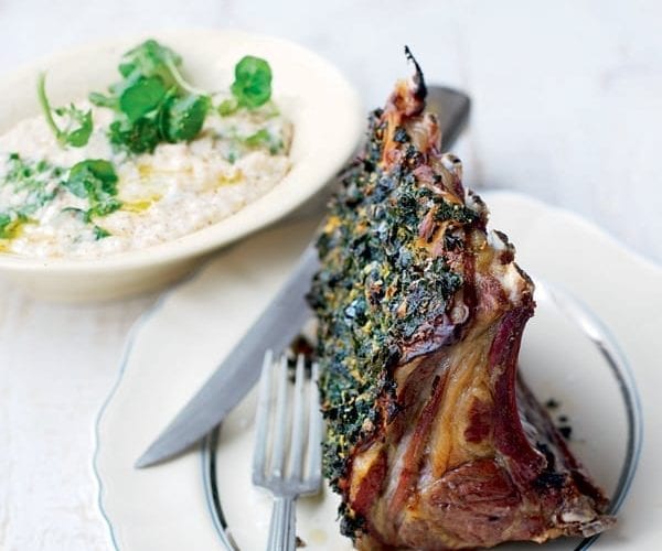 Marinated lamb cutlets with smoky chickpeas