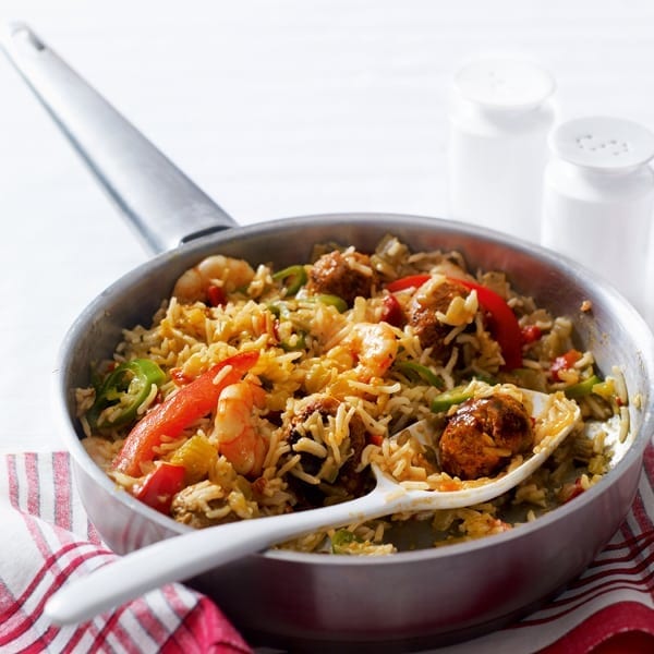 Pork and prawn jambalaya