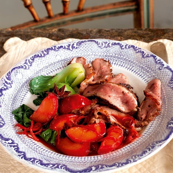 Duck with spiced plums