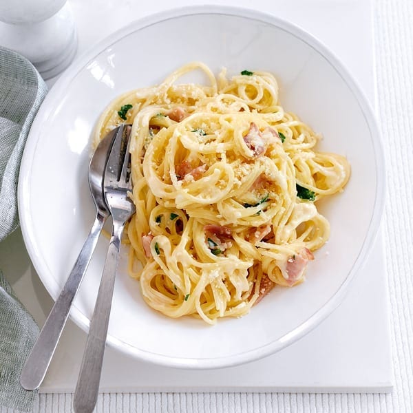 Healthier spaghetti carbonara