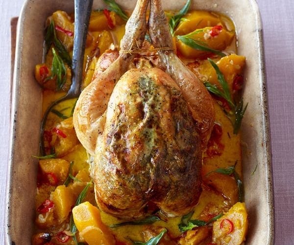 Honey, cider and thyme pot roast chicken