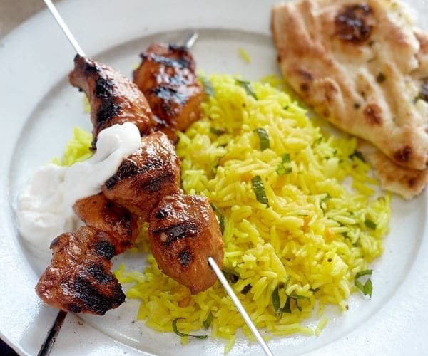 Devilled chicken skewers
