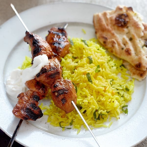 Devilled chicken skewers