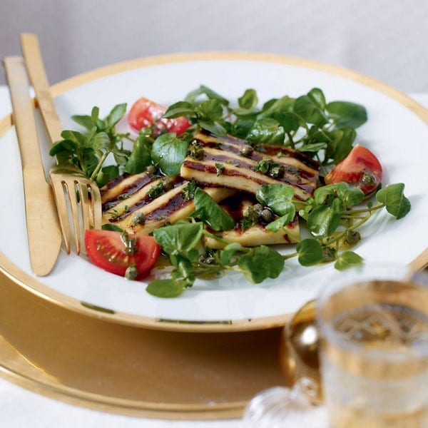 Halloumi with watercress