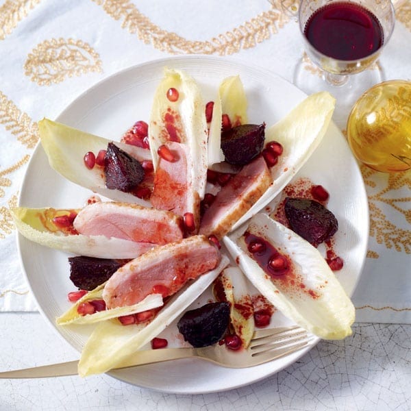 Smoked duck salad with pomegranate