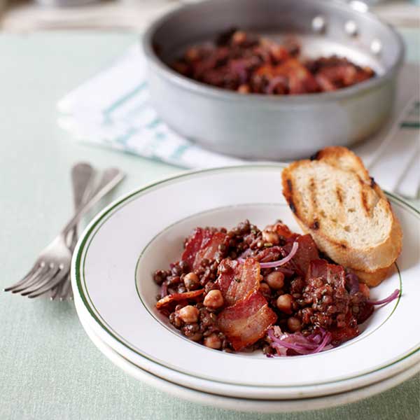 Lentil and bacon stew
