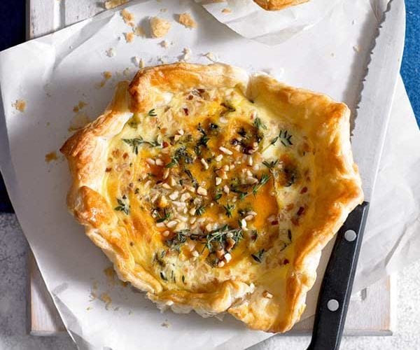 Caramelised onion and mustard tart