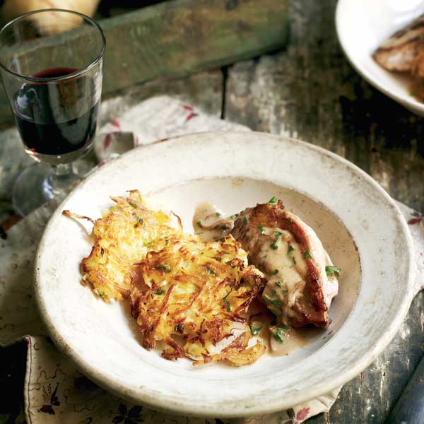 Pan-fried pheasant with celeriac and parsnip rösti