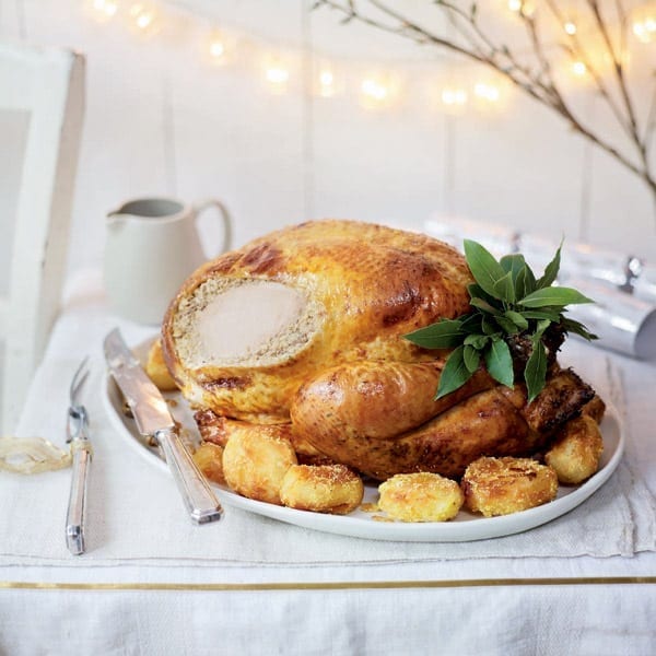 Spiced roast turkey with pork, cardamom and cashew stuffing