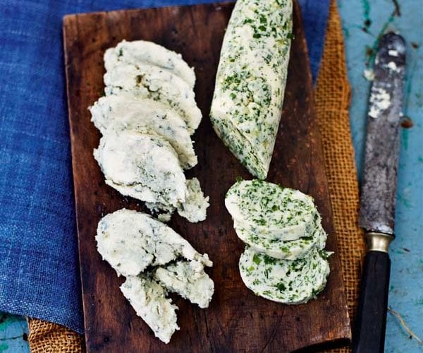 Chicken skin and thyme butter