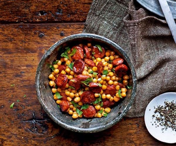Sherry-glazed chorizo and chickpeas