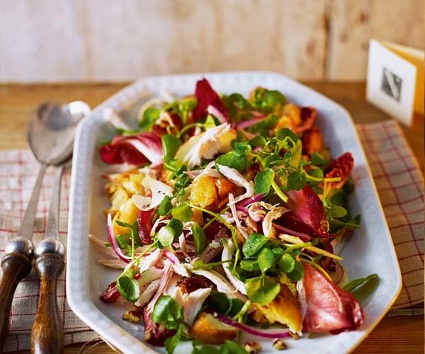 Turkey and crispy potato winter salad