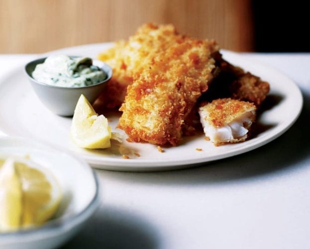 Crispy breadcrumbed lemon sole