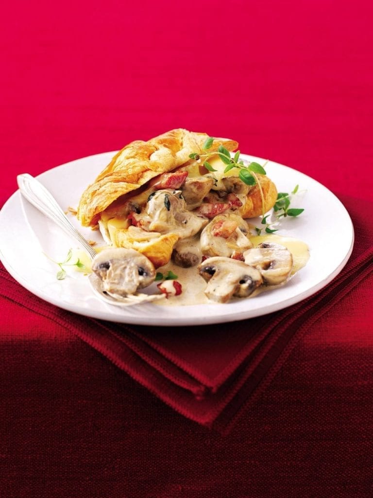 Creamy pancetta, Brie and mushroom croissants