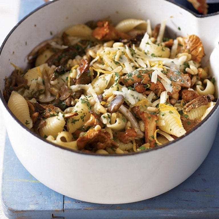 Creamy wild mushroom, lemon and parsley pasta