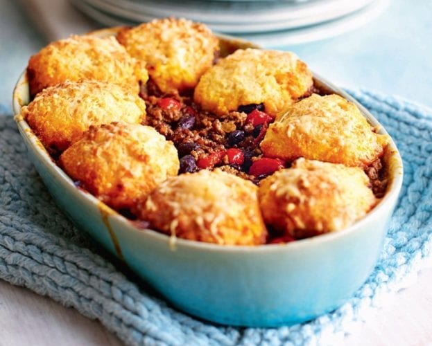 Mulled wine-braised venison cobbler