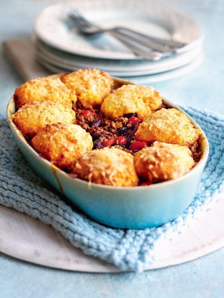 Mexican beef and polenta cobbler