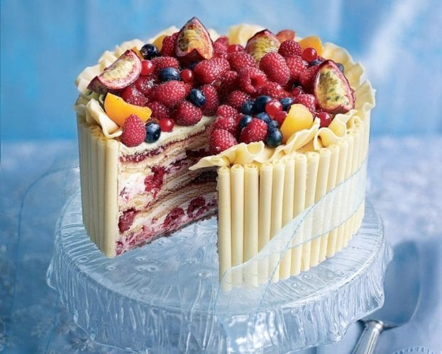 White chocolate truffle torte