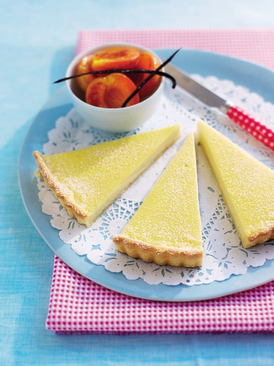 Vanilla tart with poached apricots recipe | delicious. magazine